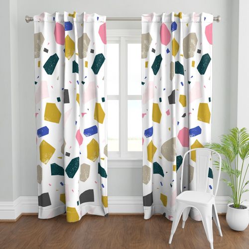 M+M Papercut Terrazzo Earthy Curtain Panel | Spoonflower
