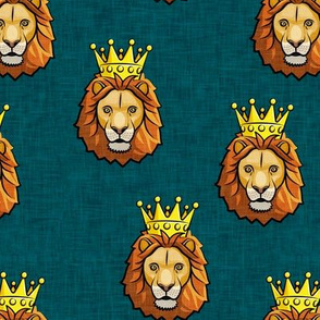 Lion - king - crowned - dark teal - LAD19