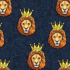 Lion - king - crowned - blue - LAD19