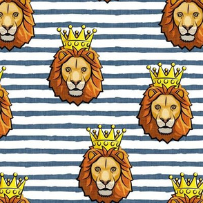 Lion - king - crowned -  blue stripes - LAD19