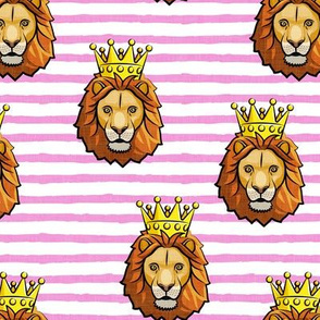 Lion - king - crowned - pink stripes - LAD19