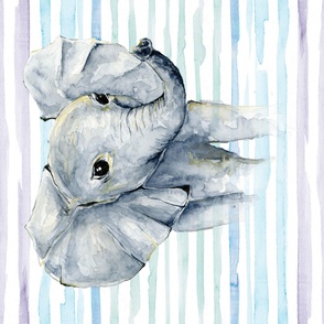 42x36" watercolor stripe elephant