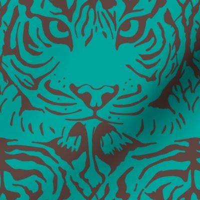 Tiger's Eye Wild Animal Wildlife African Big Cat Tiger Safari Zoo in Turquoise and Brown - MEDIUM Scale - UnBlink Studio Jackie Tahara