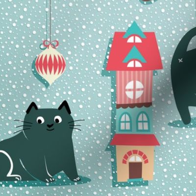 Large scale • Vintage Christmas cats