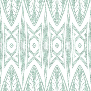 Tribal Shield Pattern in Velvety Green and White 