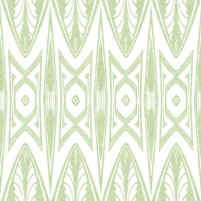 Tribal Shield Pattern in Velvety Lime Green and White 