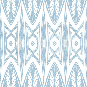Tribal Shield Pattern in Velvety Powder Blue and White  