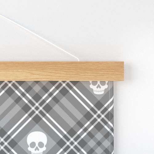 Skull Tartan Plaid in Light Grey