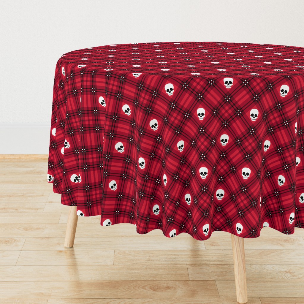  Skull Tartan Plaid in Red