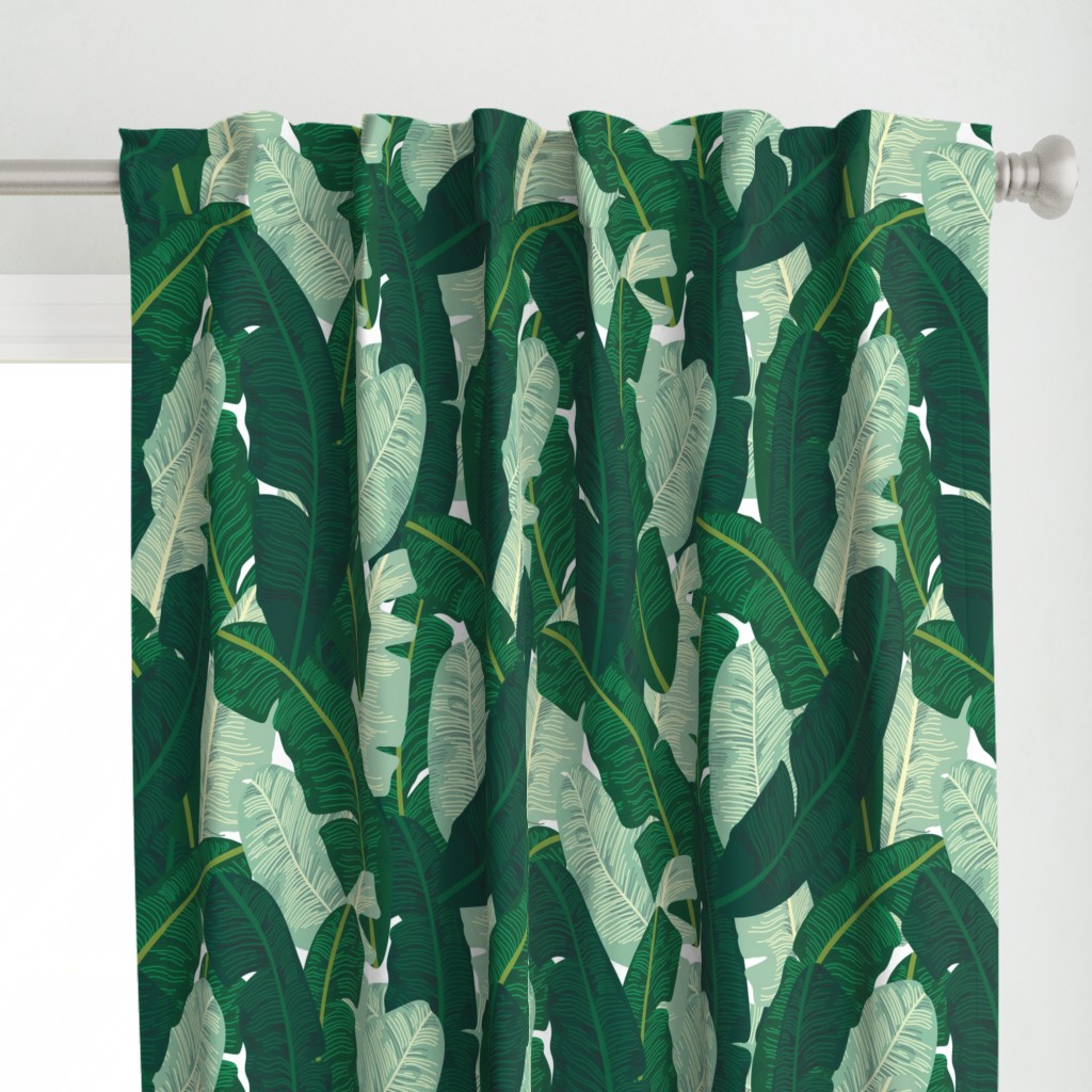 Classic Banana Leaves in Palm Springs Green - LARGER SCALE