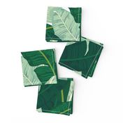 Classic Banana Leaves in Palm Springs Green - LARGER SCALE