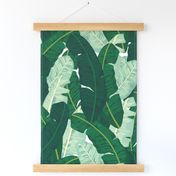 Classic Banana Leaves in Palm Springs Green - LARGER SCALE