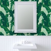 Classic Banana Leaves in Palm Springs Green - LARGER SCALE