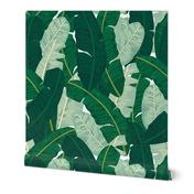 Classic Banana Leaves in Palm Springs Green - LARGER SCALE