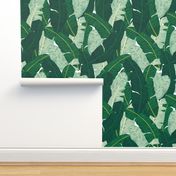 Classic Banana Leaves in Palm Springs Green - LARGER SCALE