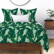 Classic Banana Leaves in Palm Springs Green - LARGER SCALE
