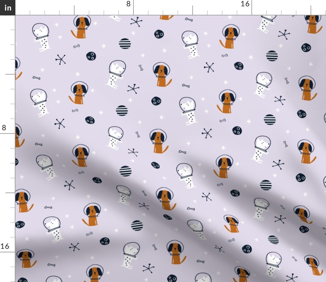 Cute dogs space stars nursery on lilac