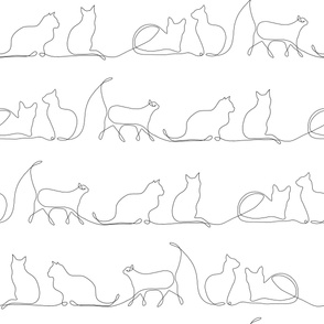 Line Art cats white background {LARGE} 