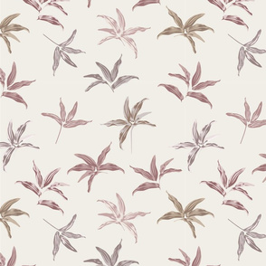 medium// Tossed mulberry palm tree leaves on beige  