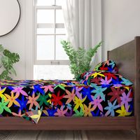 Shabby Chic Rainbow Daisies! Black, Medium 