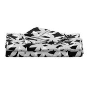 Shabby Chic Midnight Daisies! White on black, medium