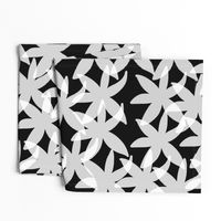 Shabby Chic Midnight Daisies! White on black, medium