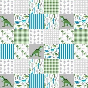 TINY - 1" squares - dino quilt  dinosaurs nursery cheater quilt 