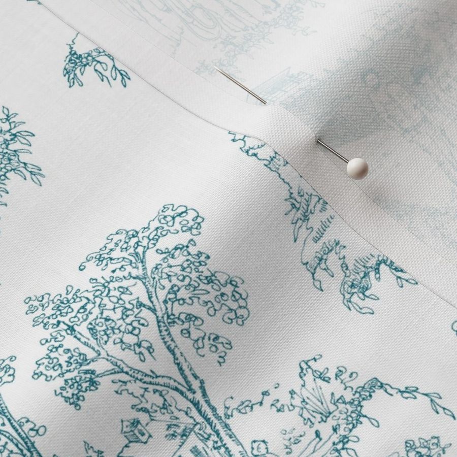 Zombie Toile - Teal on White