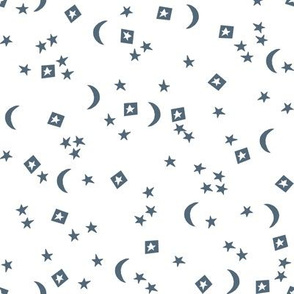 constellation stars fabric - stars and moon fabric, nursery fabric, baby fabric, baby boy fabric, paynes grey, - blue