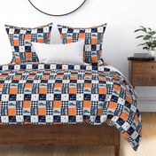 (3" small scale) Lineman patchwork - navy, grey, orange 2 - wholecloth plaid (90) - C19BS