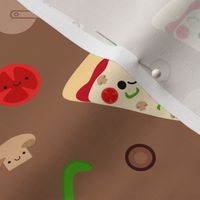 LARGE Happy Pizza Toppings - Brown
