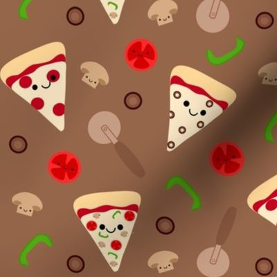 LARGE Happy Pizza Toppings - Brown