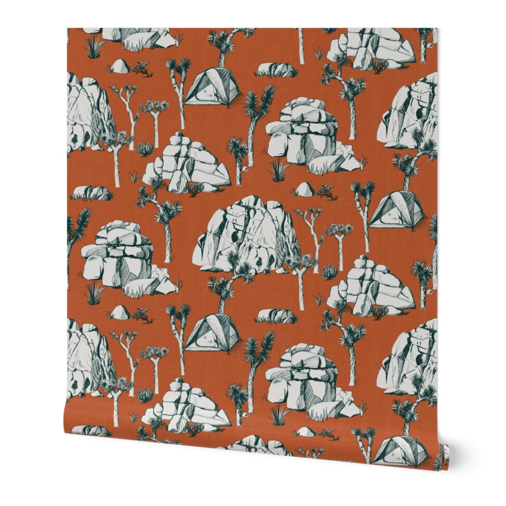 Joshua Tree Toile - Forest Green on Rust