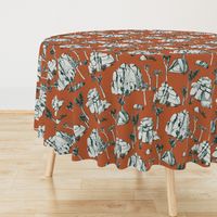 Joshua Tree Toile - Forest Green on Rust