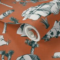 Joshua Tree Toile - Forest Green on Rust