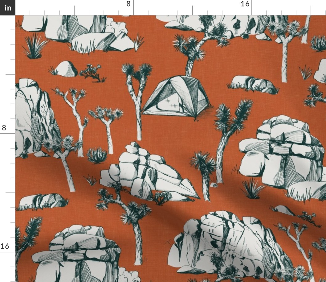 Joshua Tree Toile - Forest Green on Rust