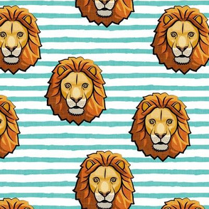 Lion - teal stripes - LAD19
