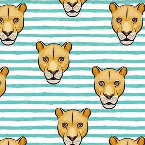 lioness - aqua stripes - LAD19