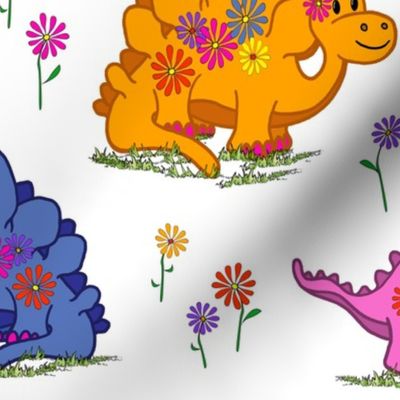 Dino with Flowers and Smiles - large scale