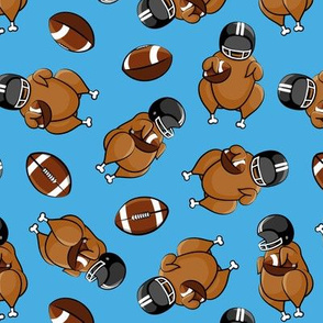 Football Turkey - Turkey with helmet and football - blue - LAD19