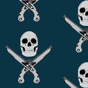 Pirate Skull & Pistols on Blue