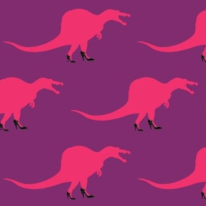  Cool Pink Spinosaurus in Heels on Purple