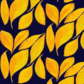 Golden Autumn Leaves on Blackberry - Medium Scale