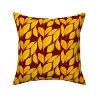 Golden Autumn Leaves on Russet - Medium Scale 