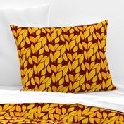 Golden Autumn Leaves on Russet - Medium Scale 