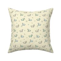 Pastel Veggie Dino / Mama & Baby Dinosaurs / polka-dots, Stars & leave Small  -Yellow  