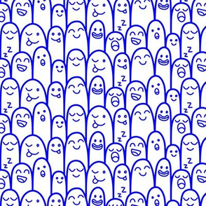Happy Doodles Blue on White