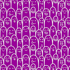 Happy Doodles White on Purple