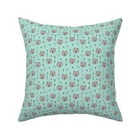 Sweet little baby beaver geometric crosses and arrows fabric gender neutral mint SMALL