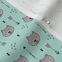 Sweet little baby beaver geometric crosses and arrows fabric gender neutral mint SMALL